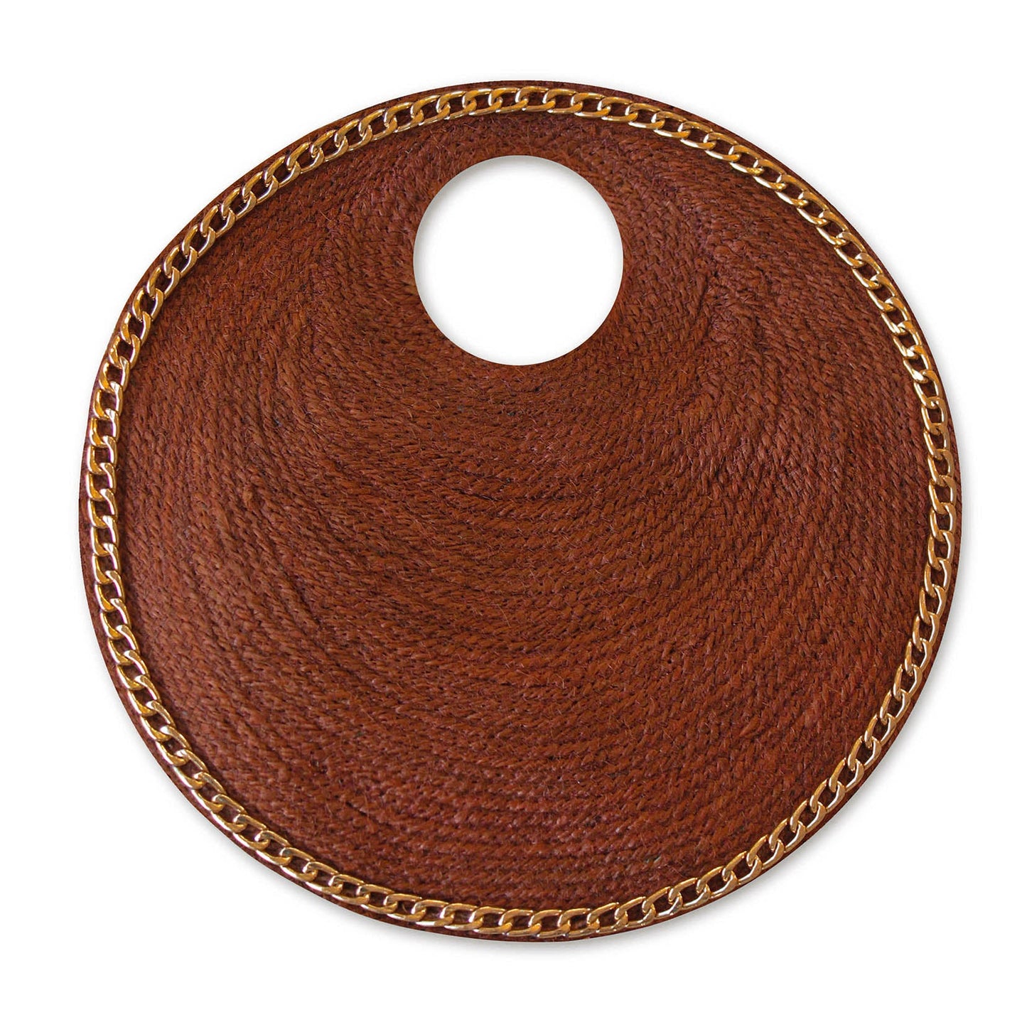 The Solo Espresso Mini Jute Bag With Gold Chain