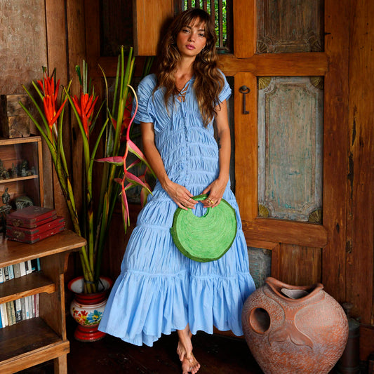 The Srikandi Ruffle Maxi Dress In Princess Blue