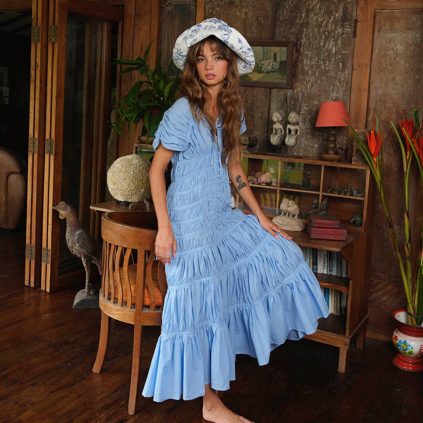 The Srikandi Ruffle Maxi Dress In Princess Blue
