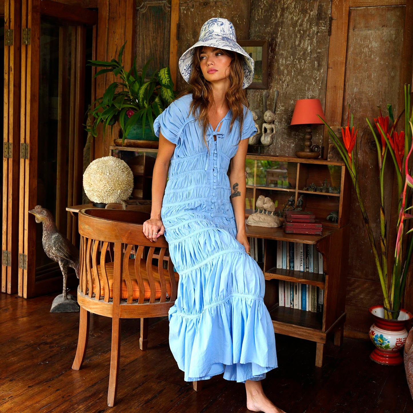 The Srikandi Ruffle Maxi Dress In Princess Blue