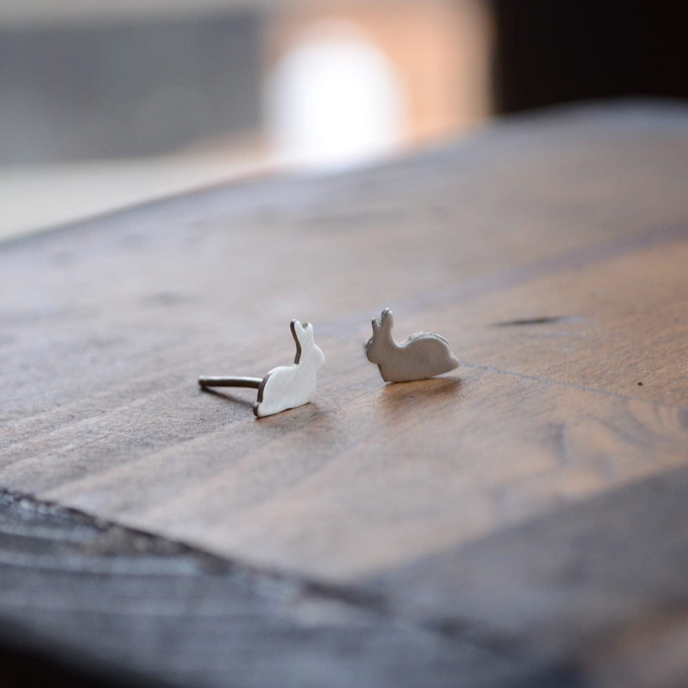 Sterling Bunny Rabbit Studs