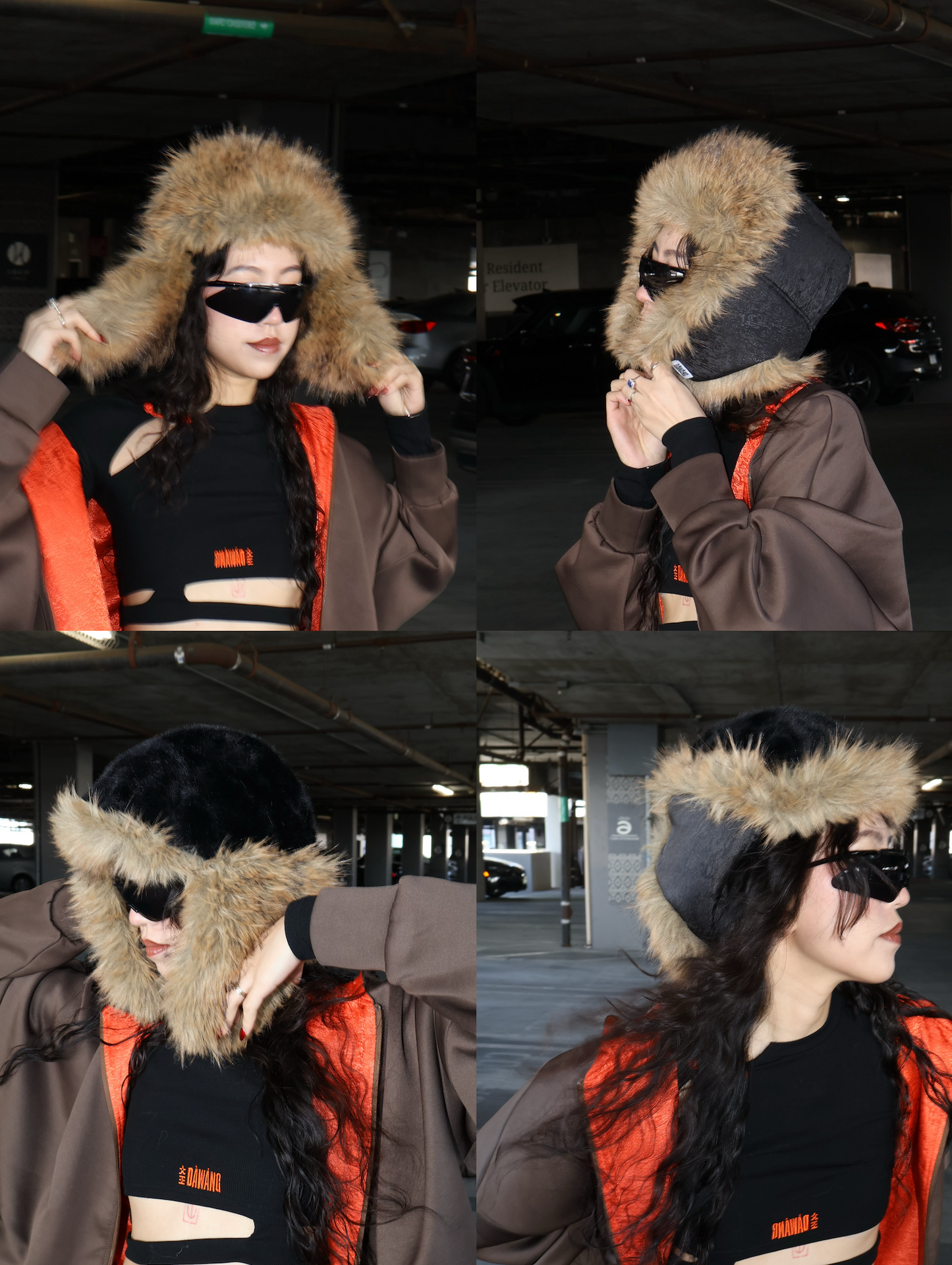 Lei Reversible Fur Trapper Hat Black/Brown