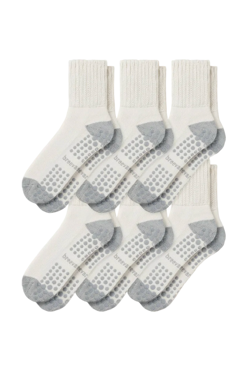 6-Pack Women's Work From Home Socks with Relaxed Cuff and Non-Slip Grip