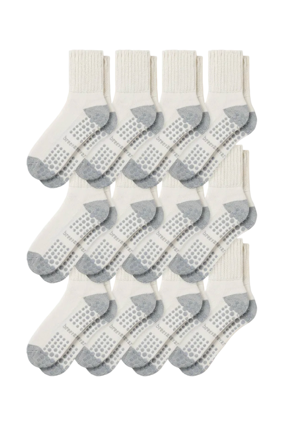 12-Pack Women's Work From Home Socks with Relaxed Cuff and Non-Slip Grip