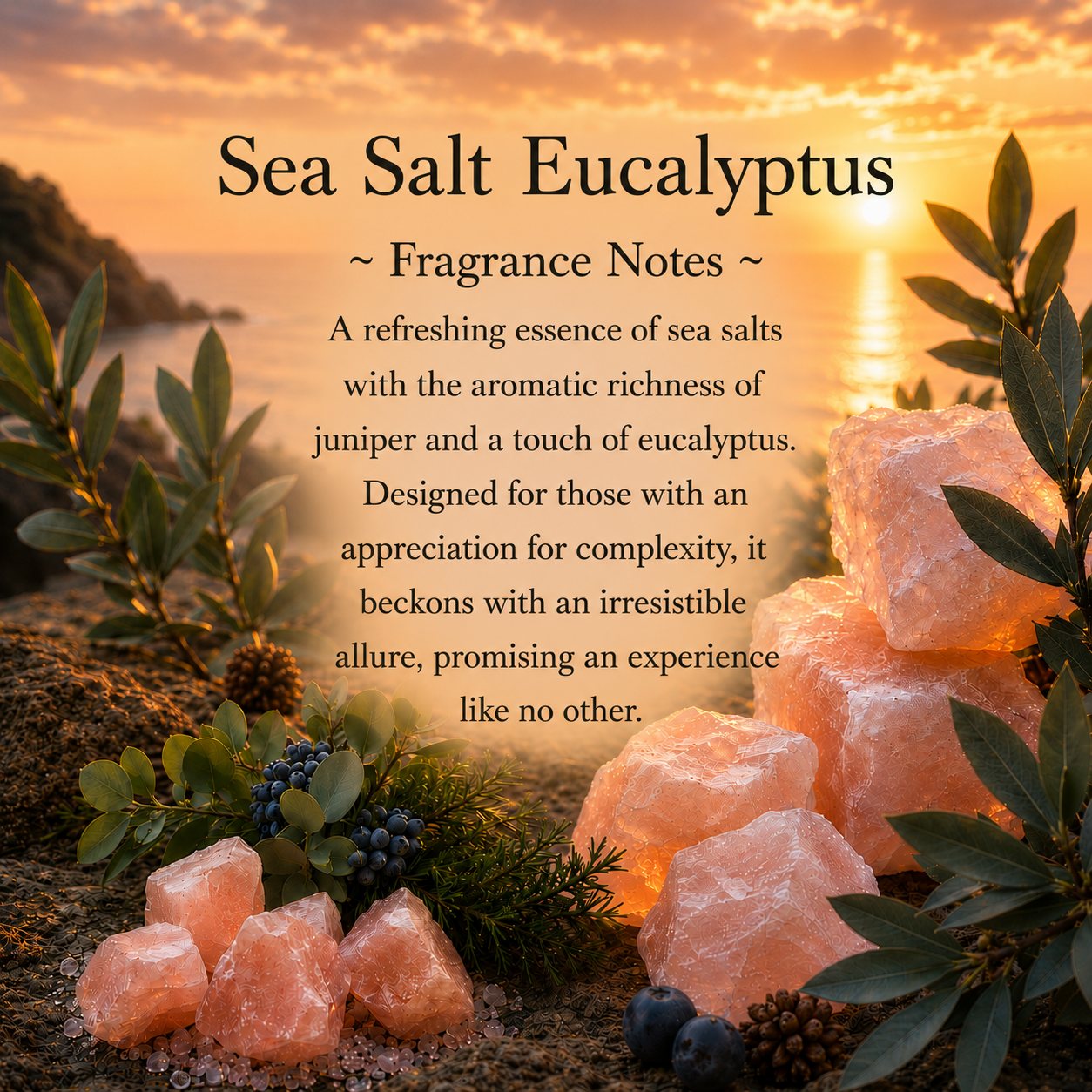 Sea Salt Eucalyptus, Premium Coconut-Soy Wax Tea Light Crystal Candle, 1oz