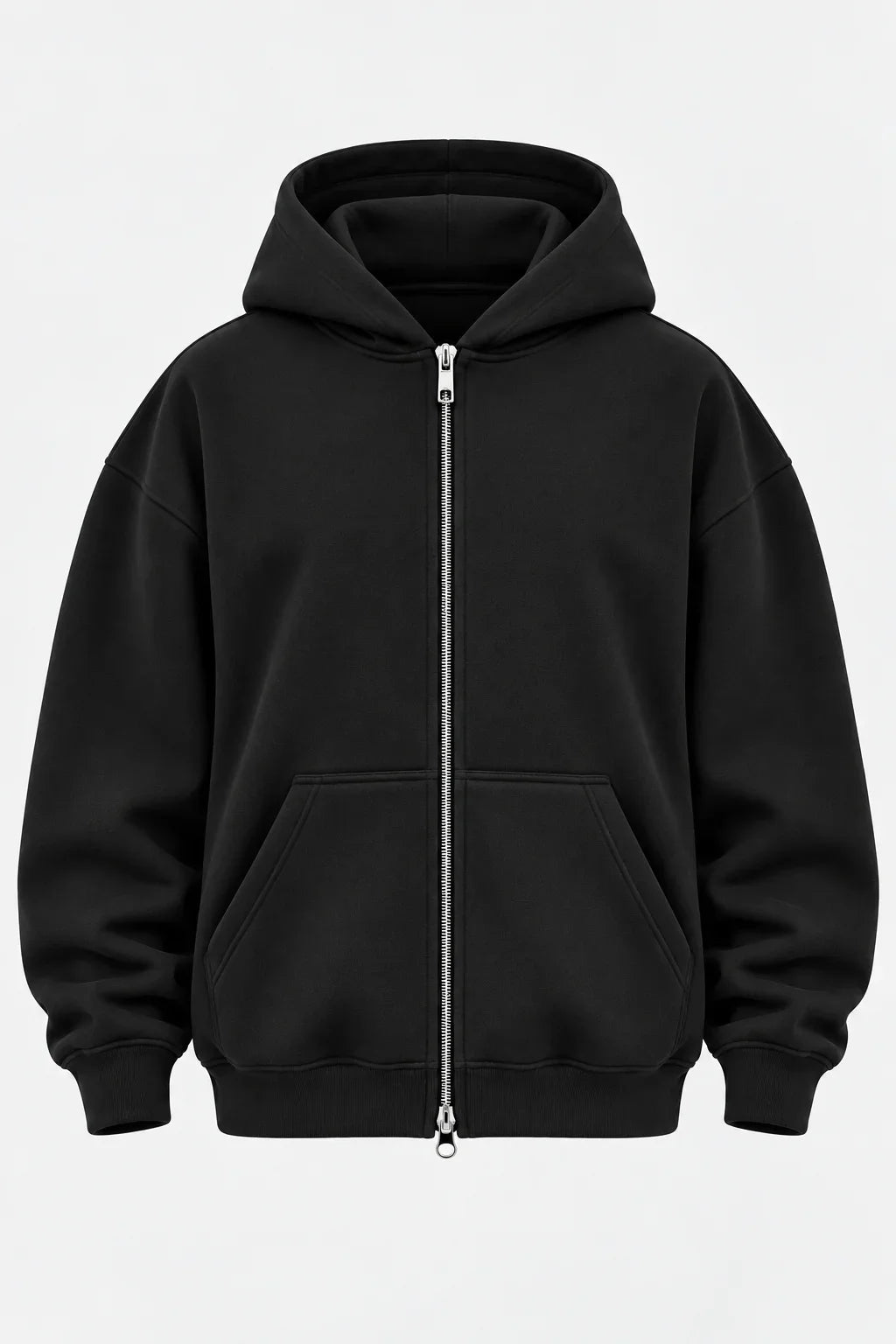 Double-Zip Hoodie Black