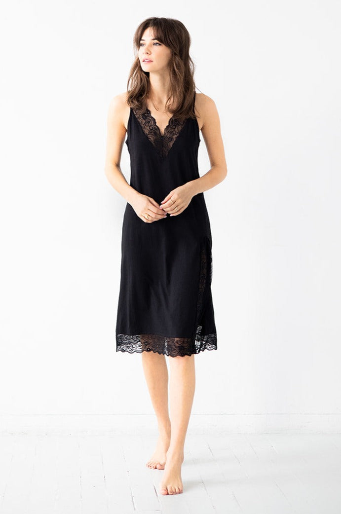 Simone Lace Trim Pima Cotton Gown