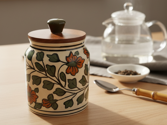 Ceramic Jars with Wooden Lids