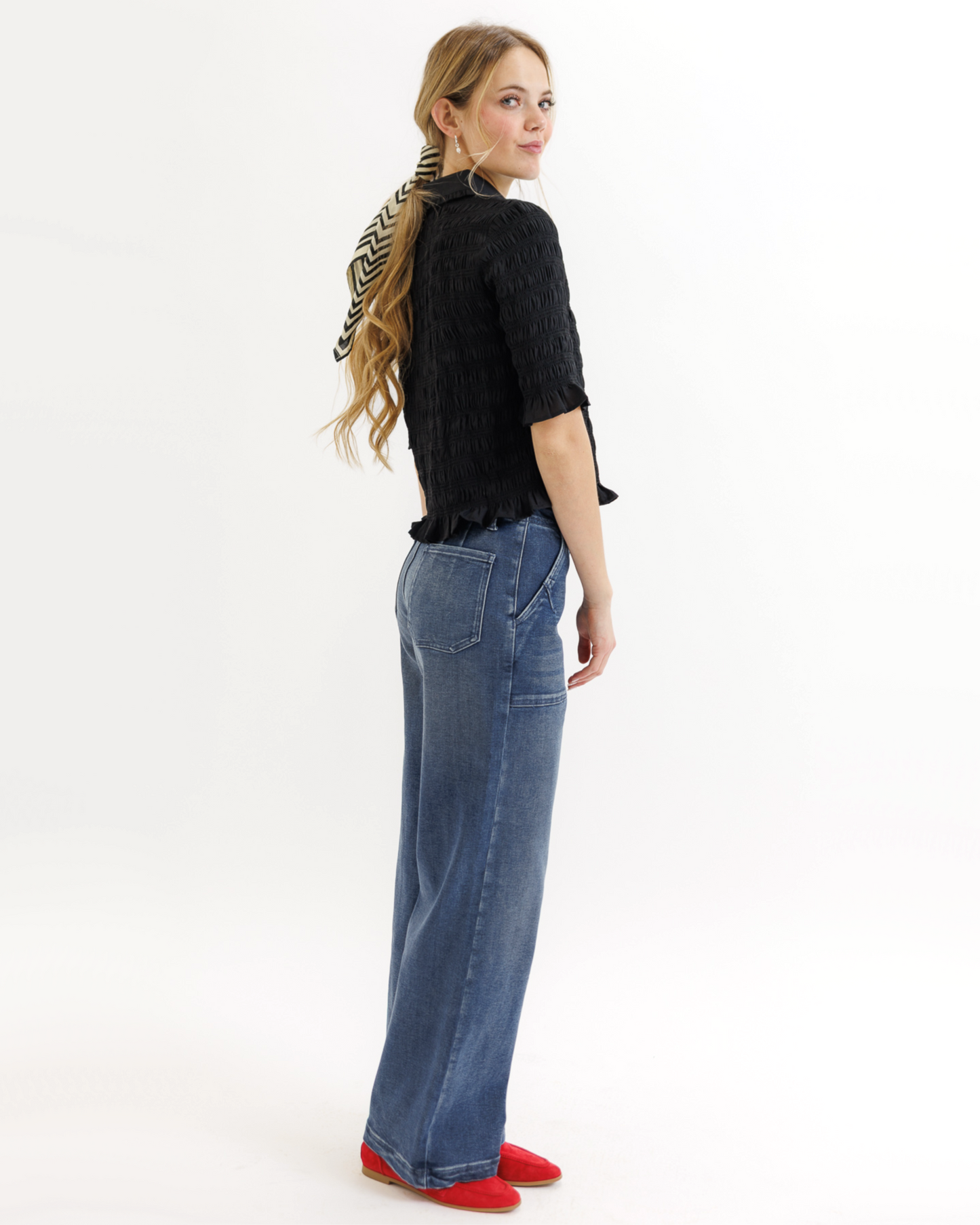 Smocked Button Down