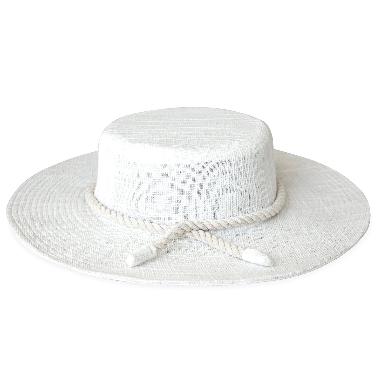 The Loretta Linen Jute Hat in Off White