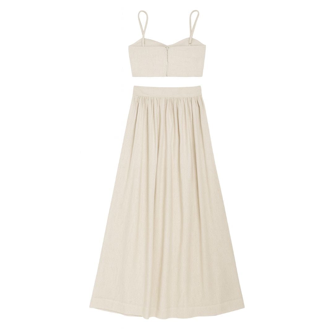 Sand Linen Cropped Top and Matching Skirt