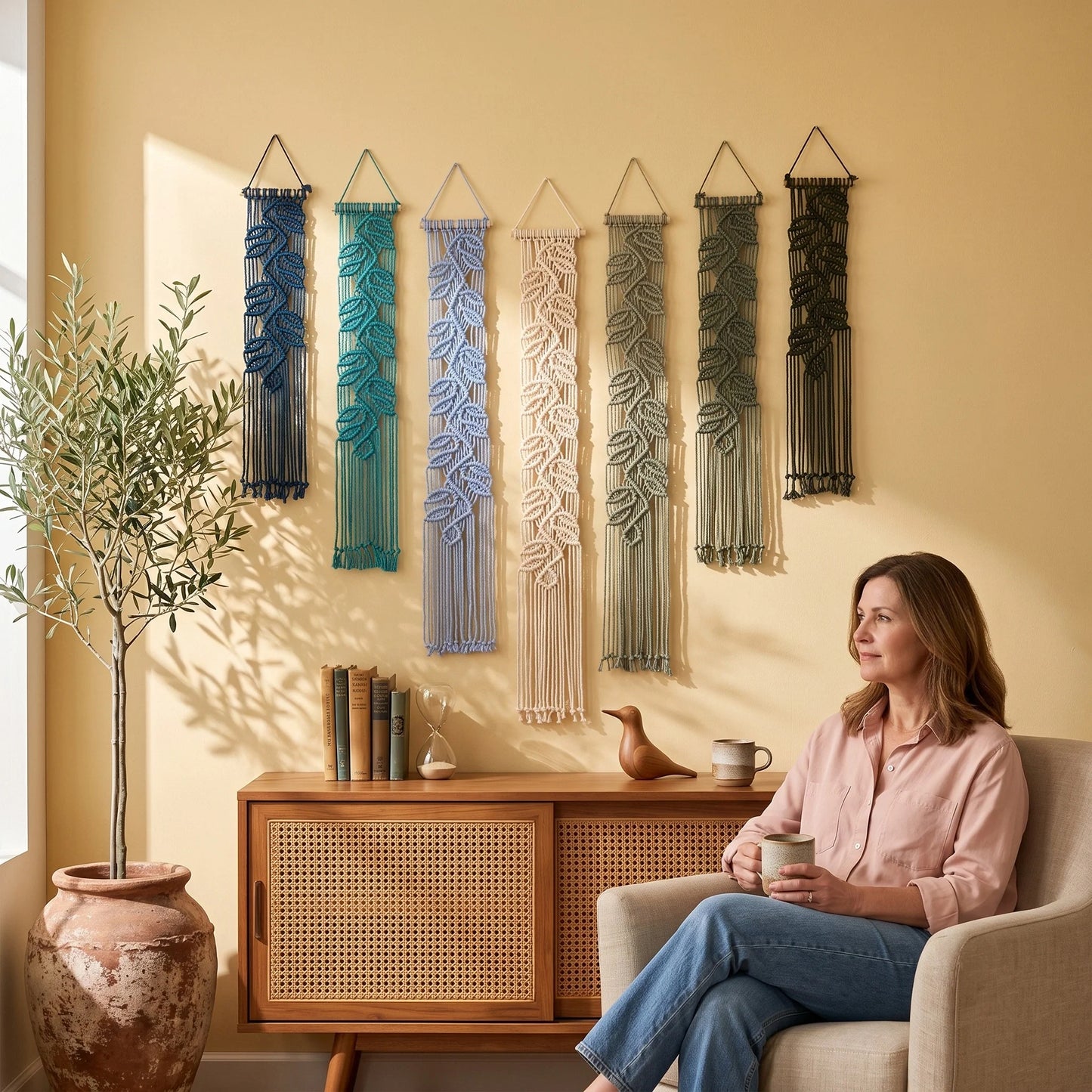 Vela Vertical Macrame Wall Hanging - Blue & Green