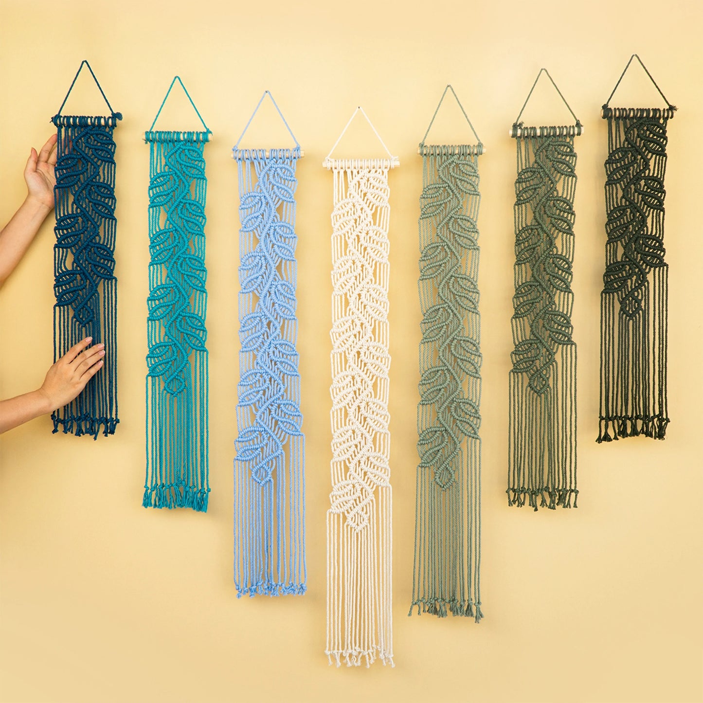 Vela Vertical Macrame Wall Hanging - Blue & Green
