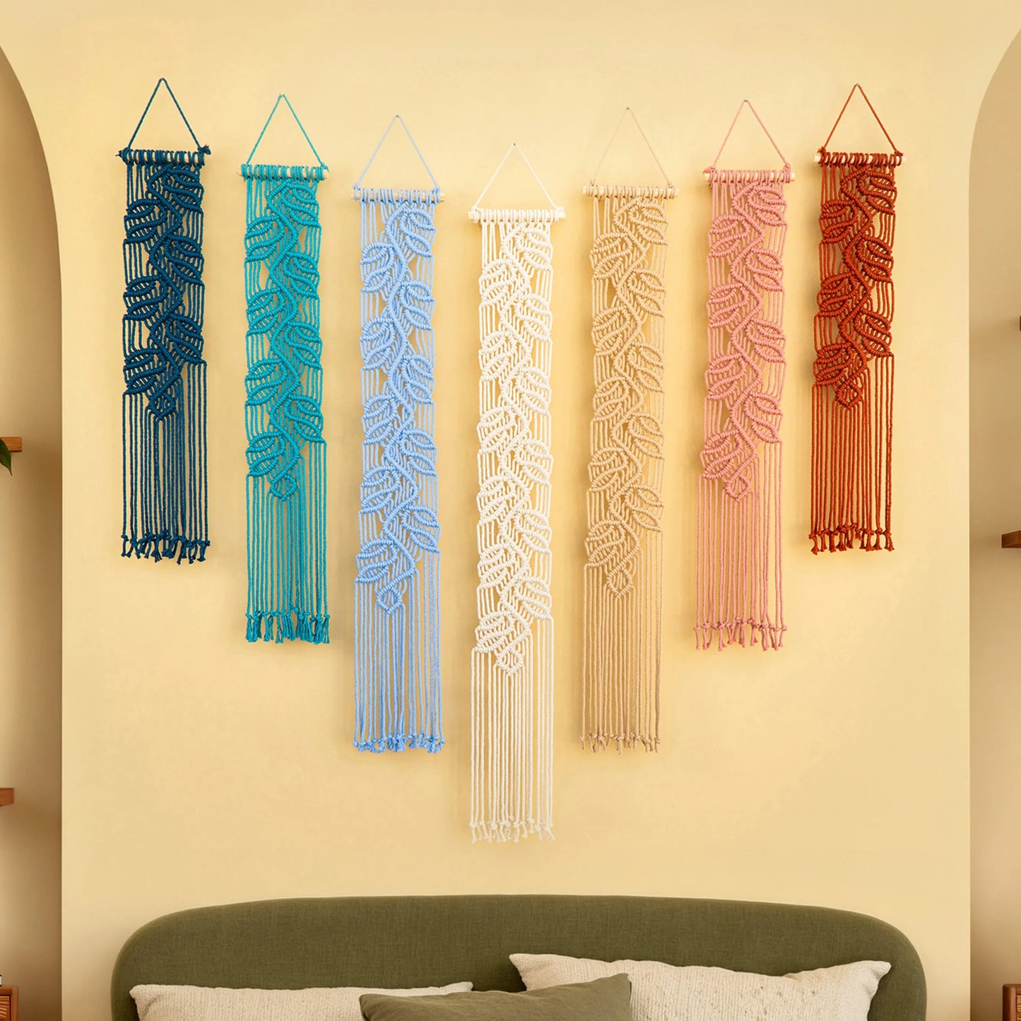 Vela Vertical Macrame Wall Hanging - Blue & Pink
