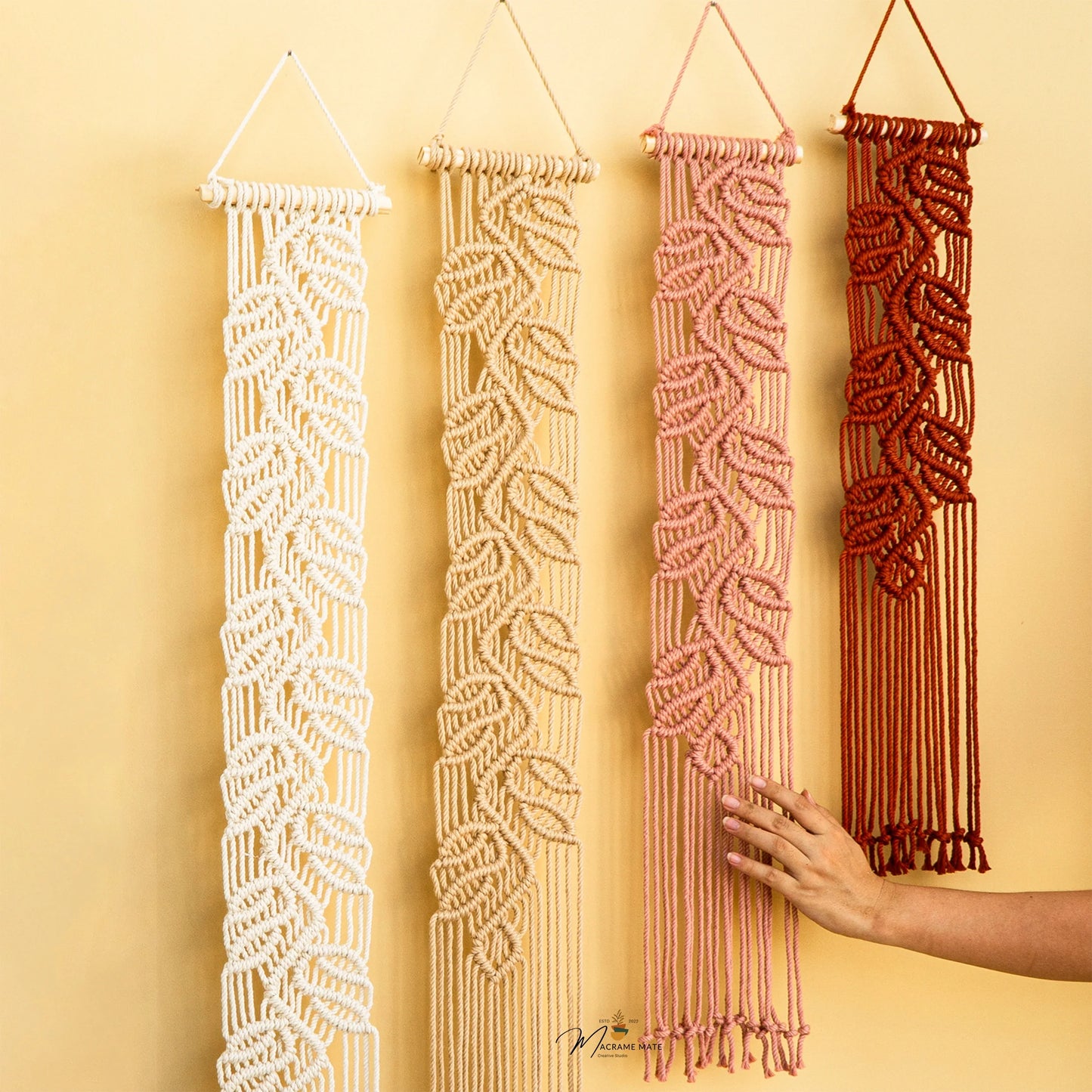 Vela Vertical Macrame Wall Hanging - Blue & Pink