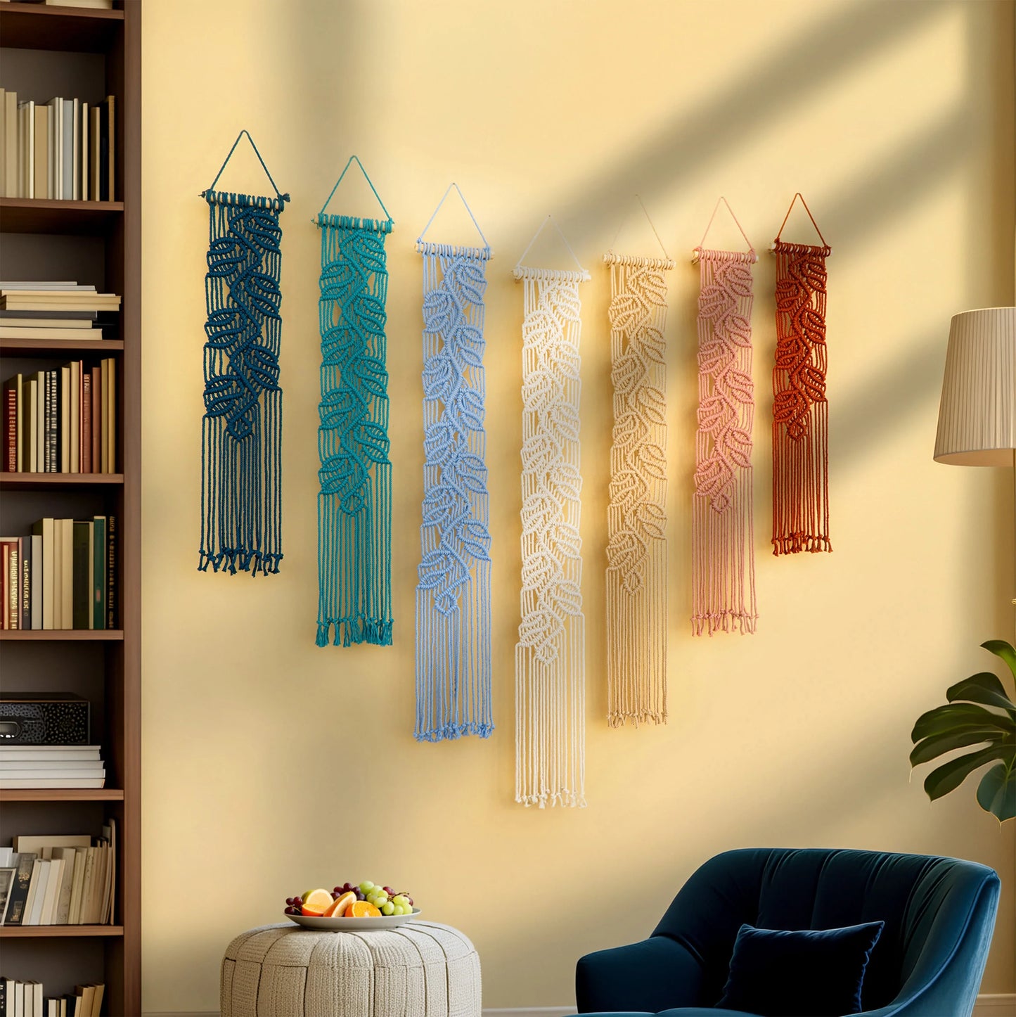 Vela Vertical Macrame Wall Hanging - Blue & Pink