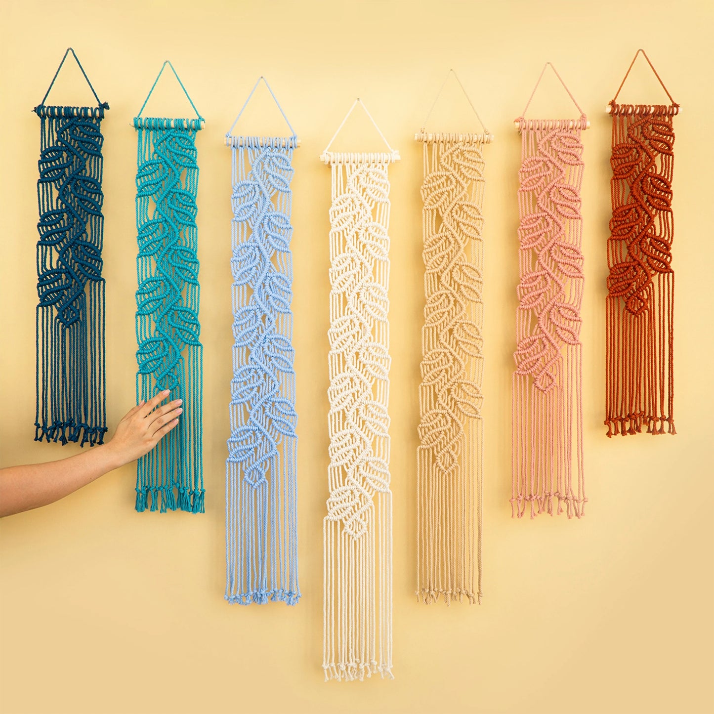 Vela Vertical Macrame Wall Hanging - Blue & Pink