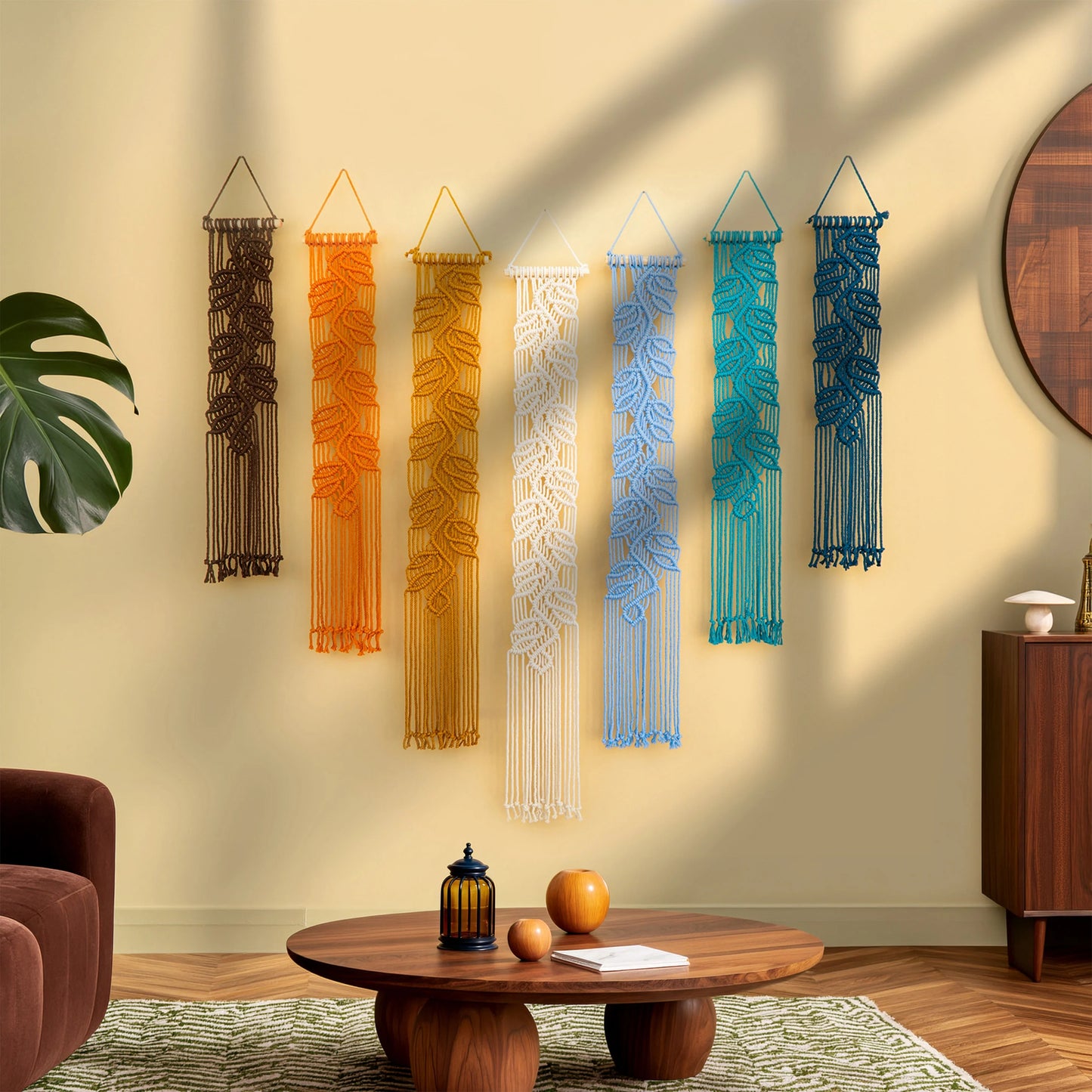 Vela Vertical Macrame Wall Hanging - Earth & Blue