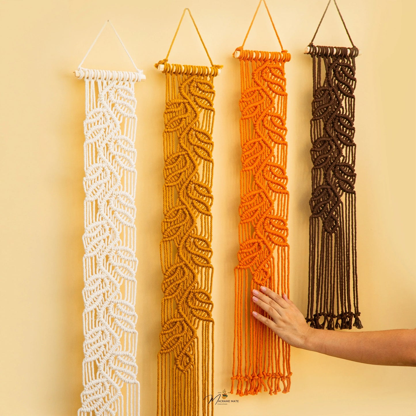 Vela Vertical Macrame Wall Hanging - Green & Earth