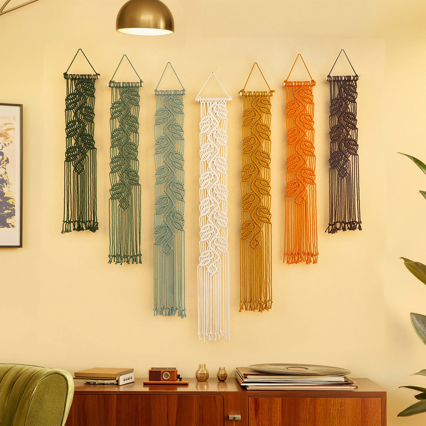 Vela Vertical Macrame Wall Hanging - Green & Earth