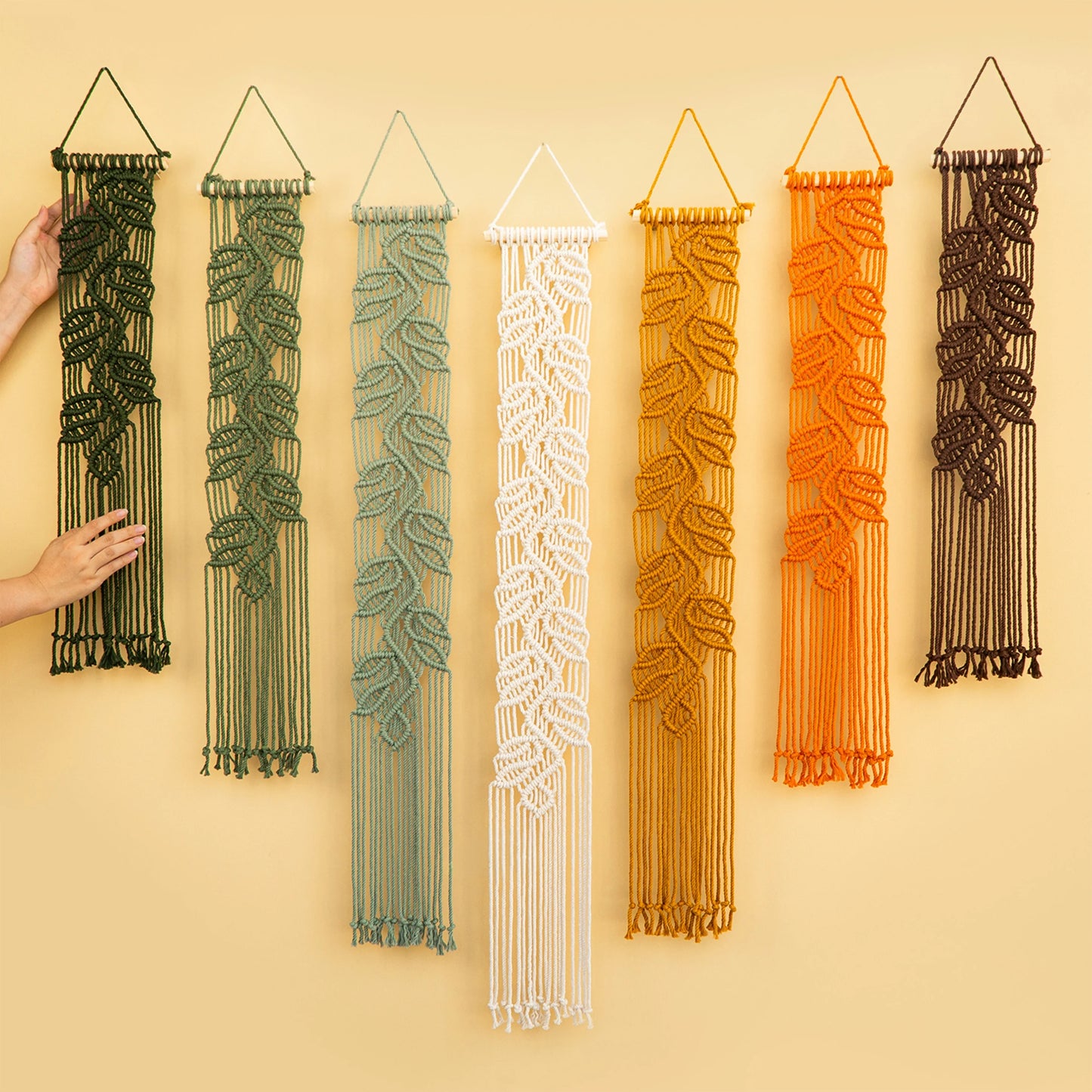 Vela Vertical Macrame Wall Hanging - Green & Earth