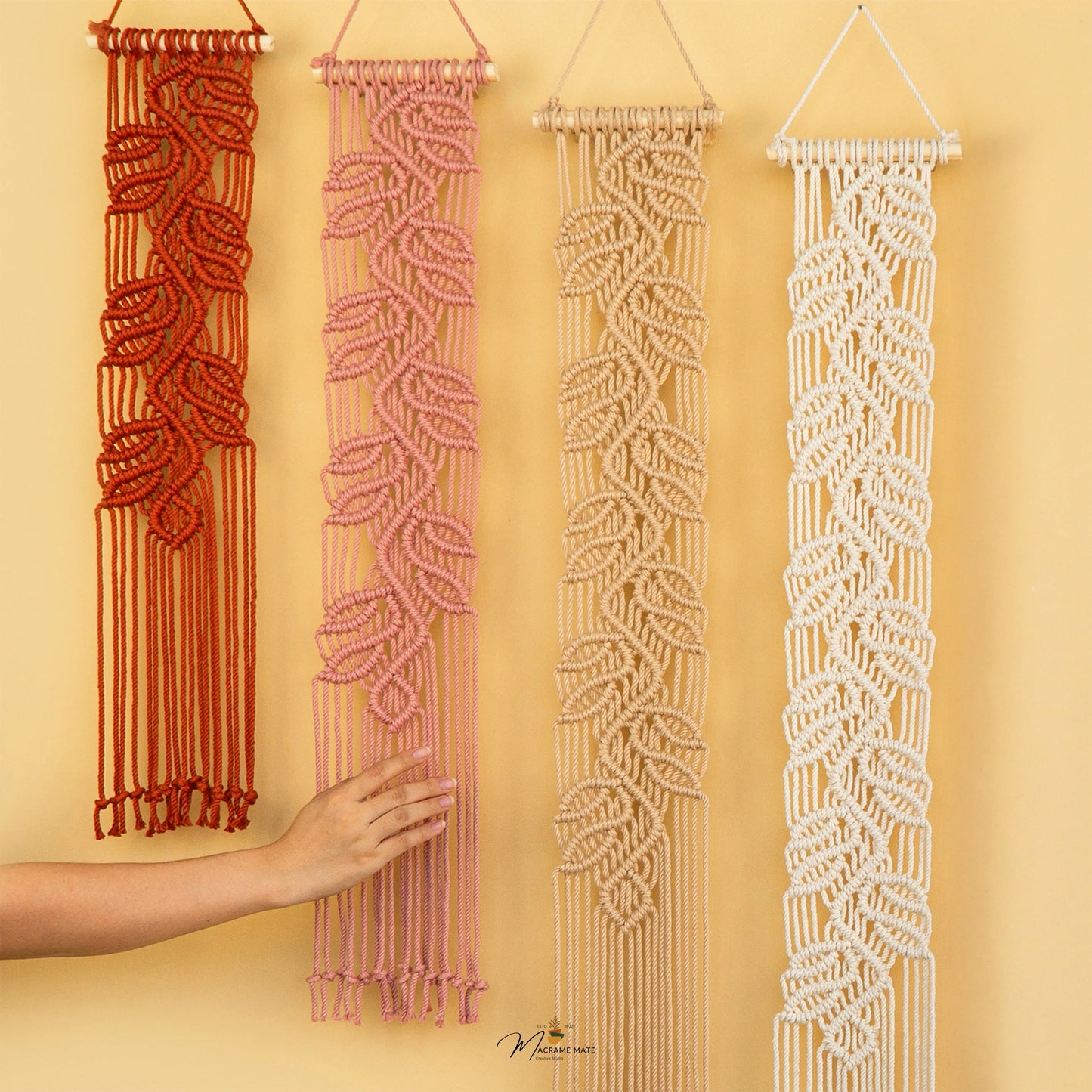 Vela Vertical Macrame Wall Hanging - Pink & Earth