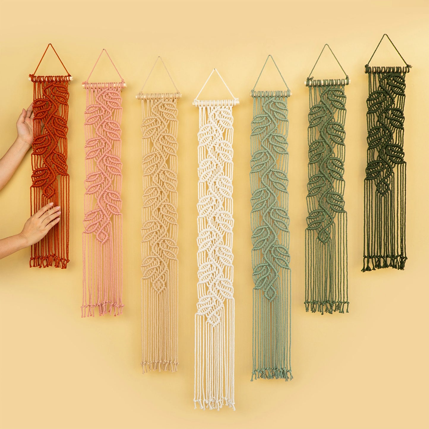 Vela Vertical Macrame Wall Hanging - Pink & Green