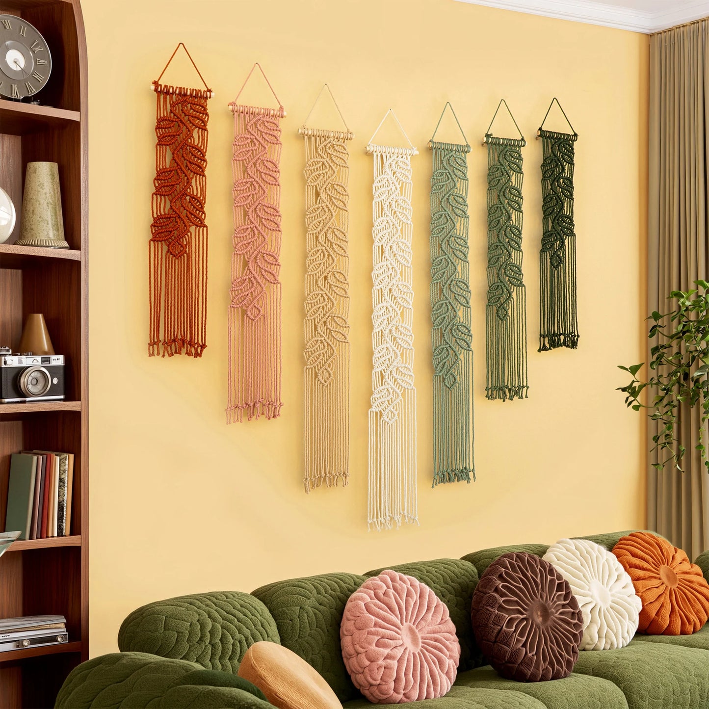 Vela Vertical Macrame Wall Hanging - Pink & Green
