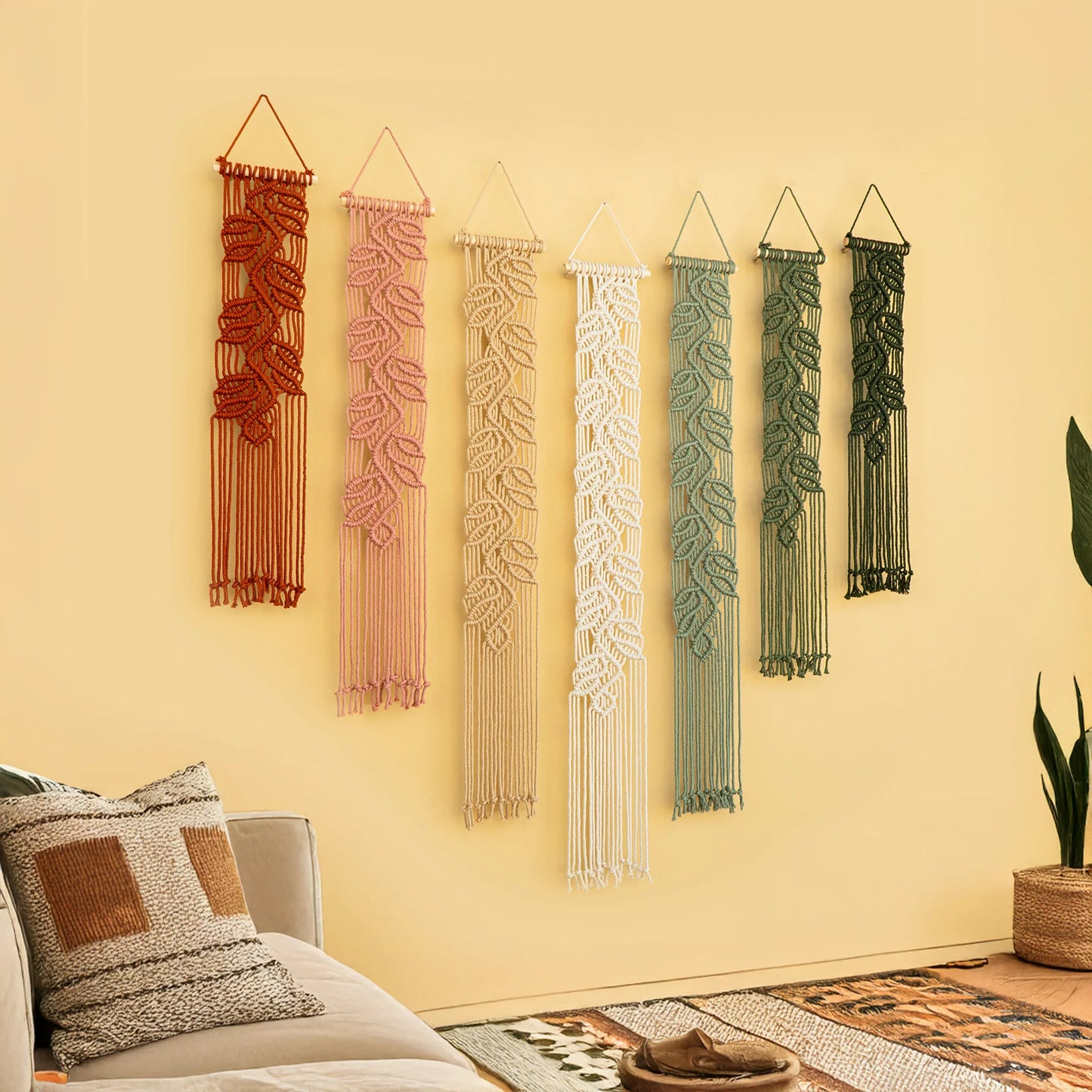 Vela Pink Green Macrame Wall Hangings