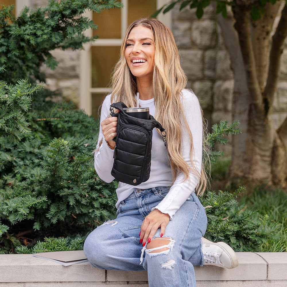 HydroBag® HANDLE®- Black Matte with Vegan Leather Trimmed Strap