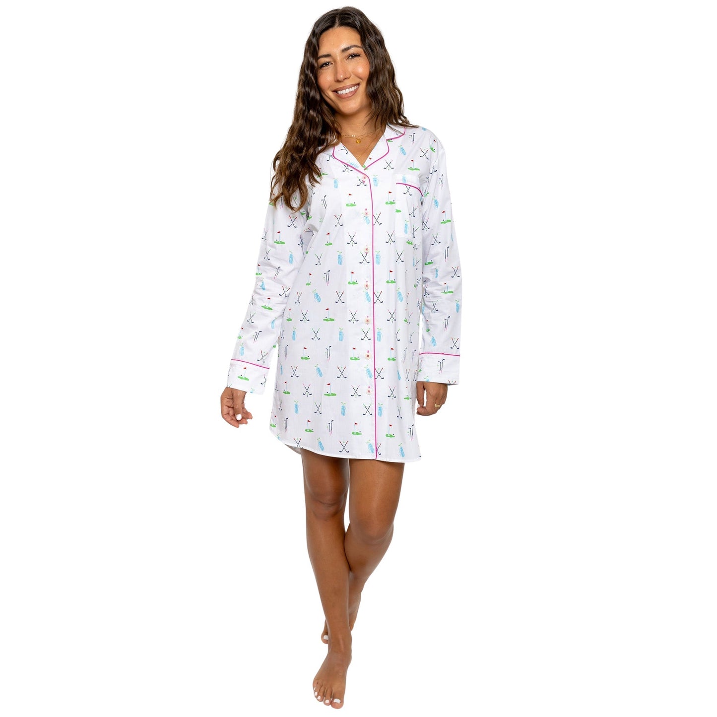 Women's Golf Night Shirt - Organic Cotton Poplin