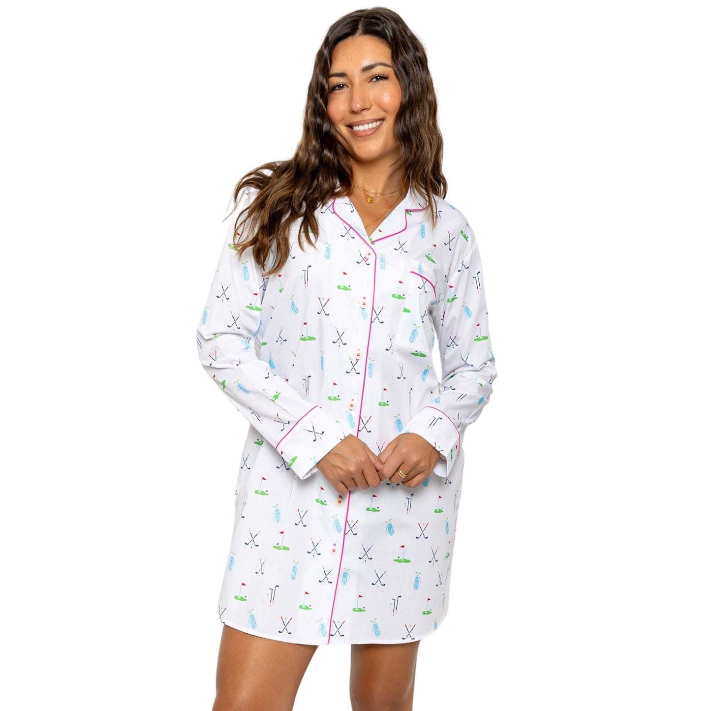 Women's Golf Night Shirt - Organic Cotton Poplin