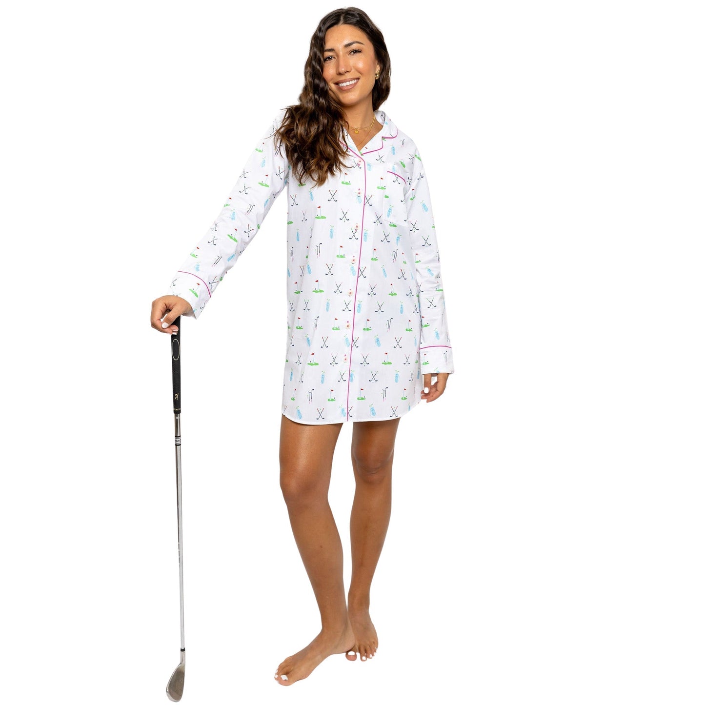 Women's Golf Night Shirt - Organic Cotton Poplin