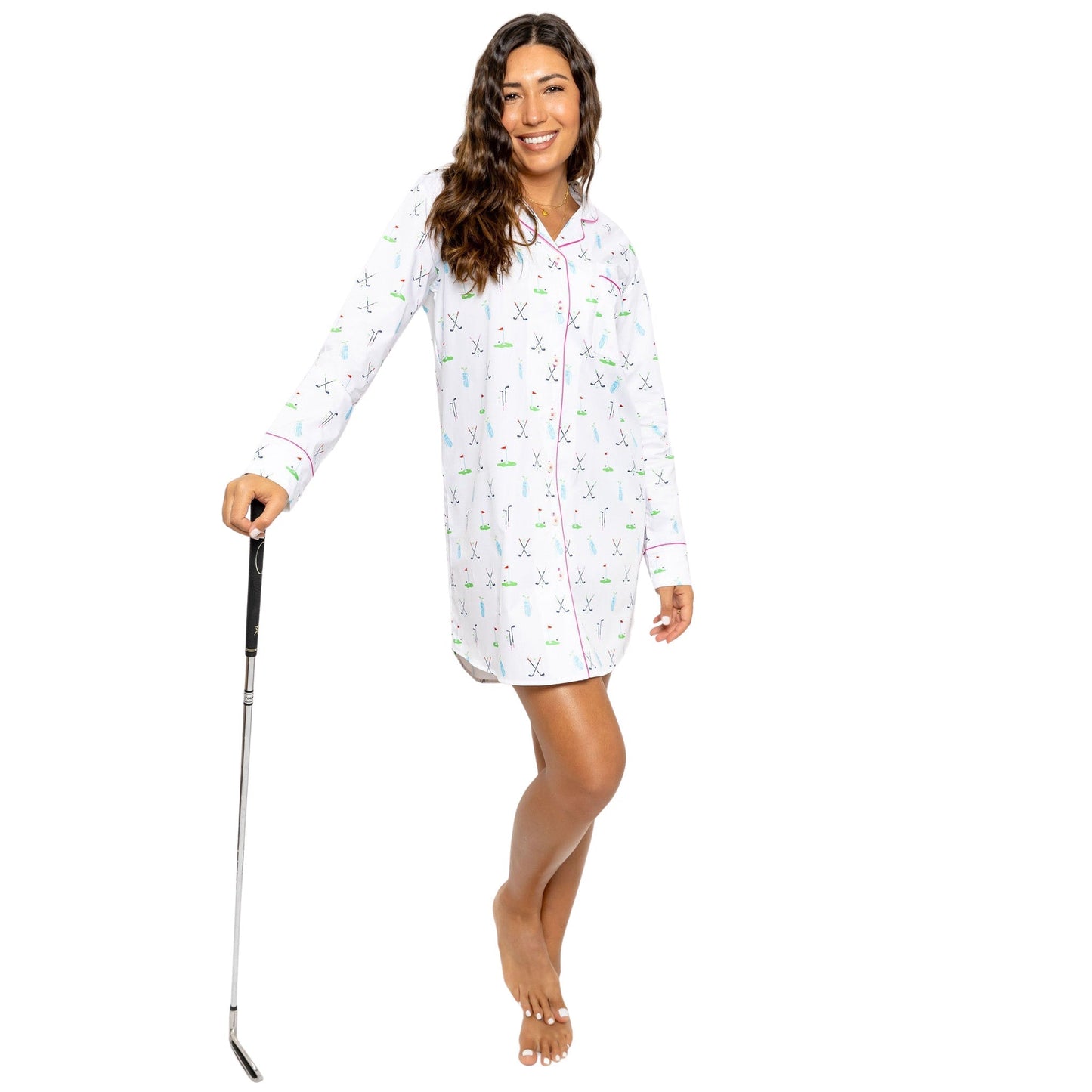 Women's Golf Night Shirt - Organic Cotton Poplin