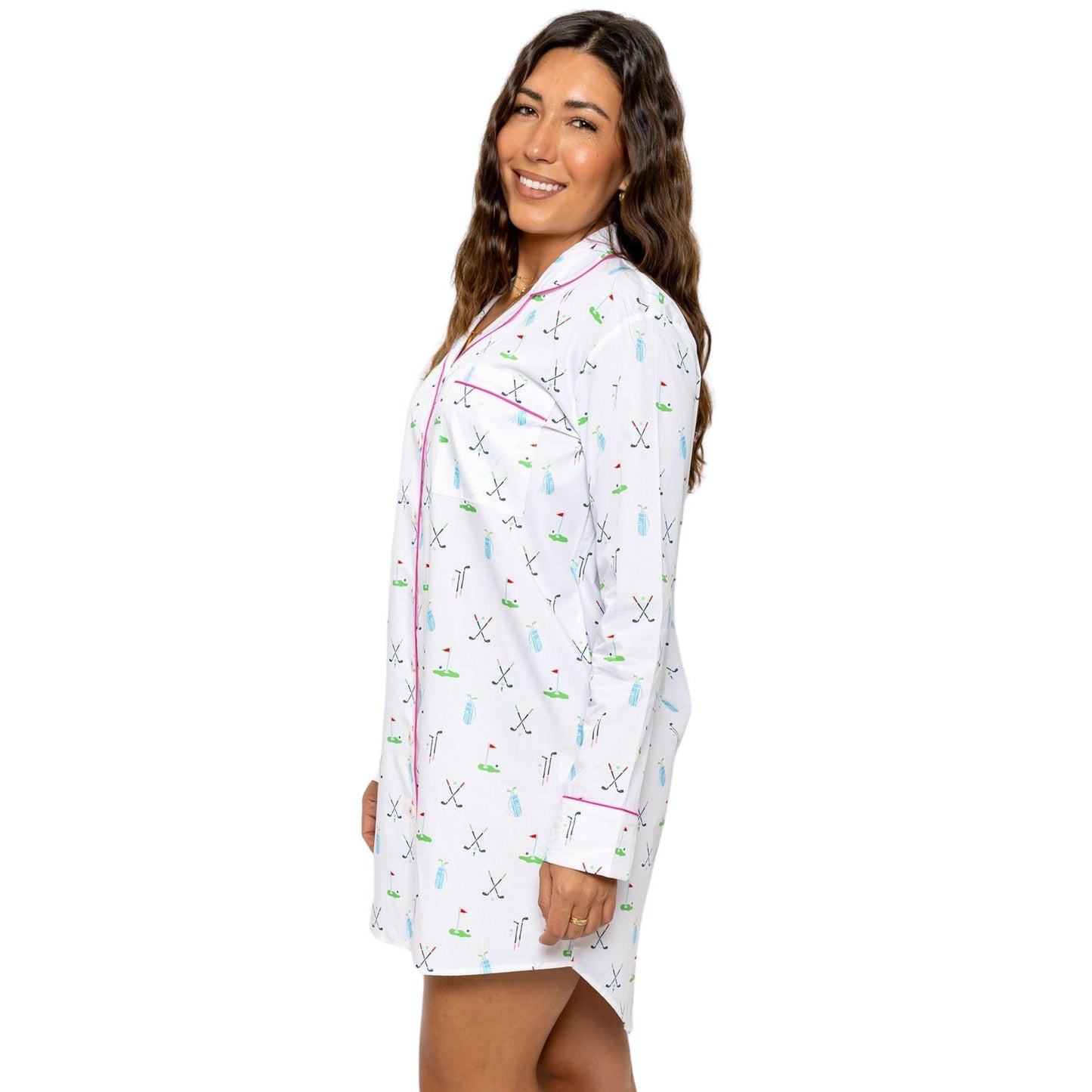 Women's Golf Night Shirt - Organic Cotton Poplin