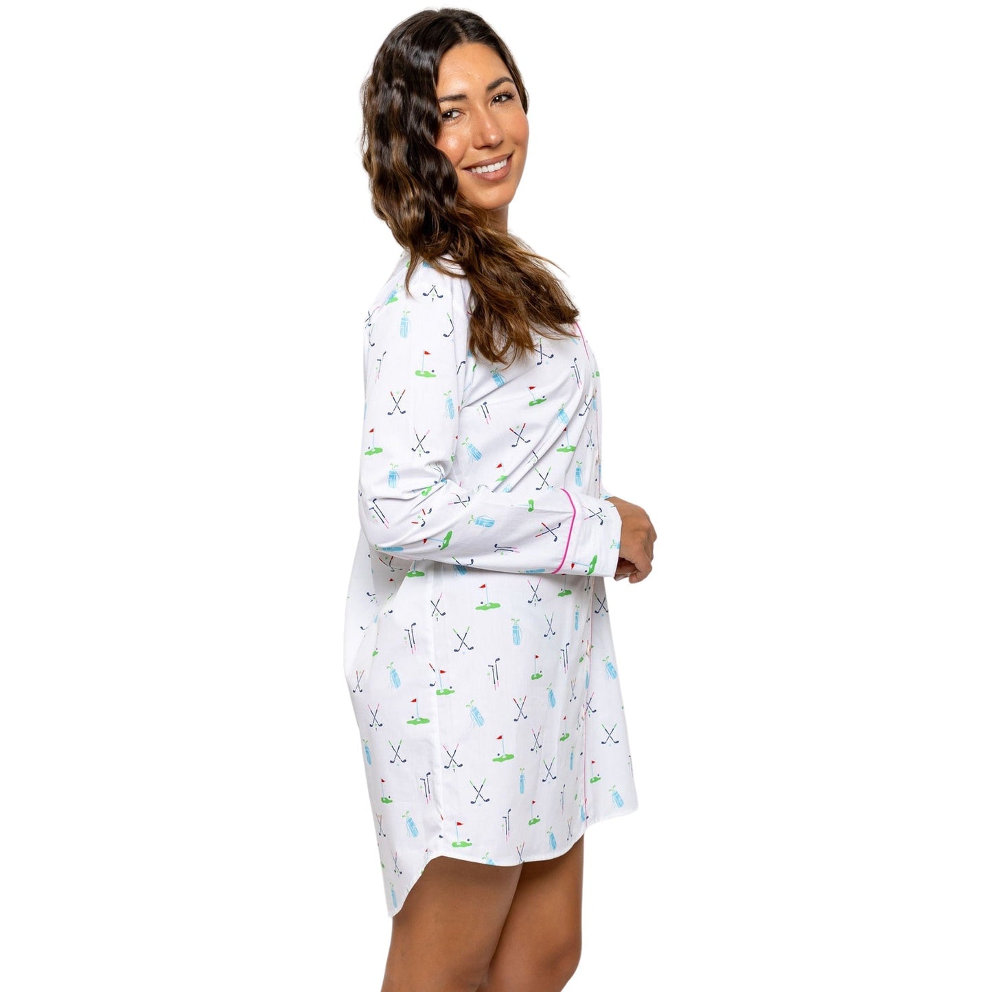 Women's Golf Night Shirt - Organic Cotton Poplin