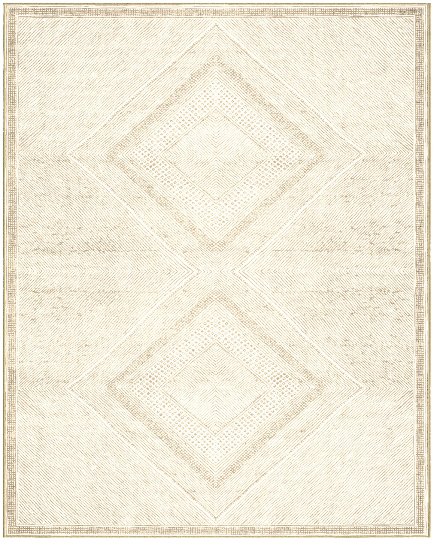 Benzara Beige and White Viscose Area Rug 8x10