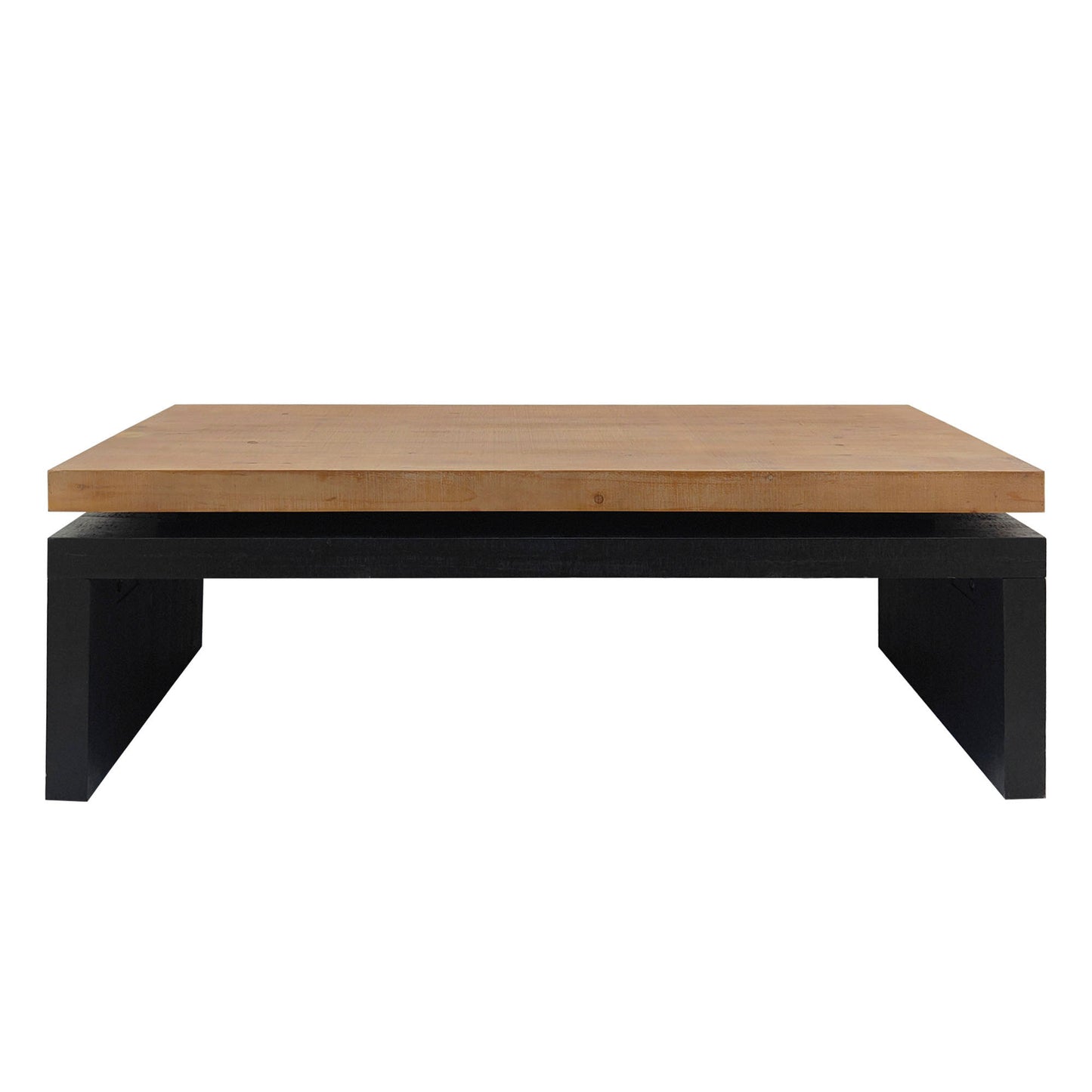 Black and Natural Wood Living Room Table Versatile Coffee Table 2-Tiered Wood Tabletop Table 47.6" L * 23.6" W * 16.3" H