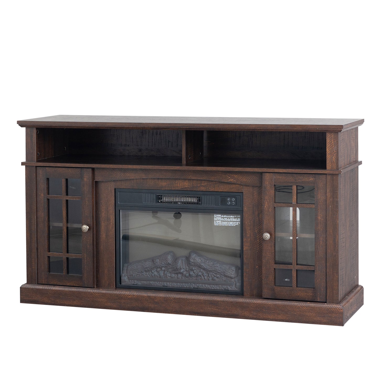 TVstand,media console,storage cabinet,entertainment center,with electronicfireplace,Install theLEDBluetooth band,using the latest infrared heating technology,electronicflame beautiful,safe.color:brown