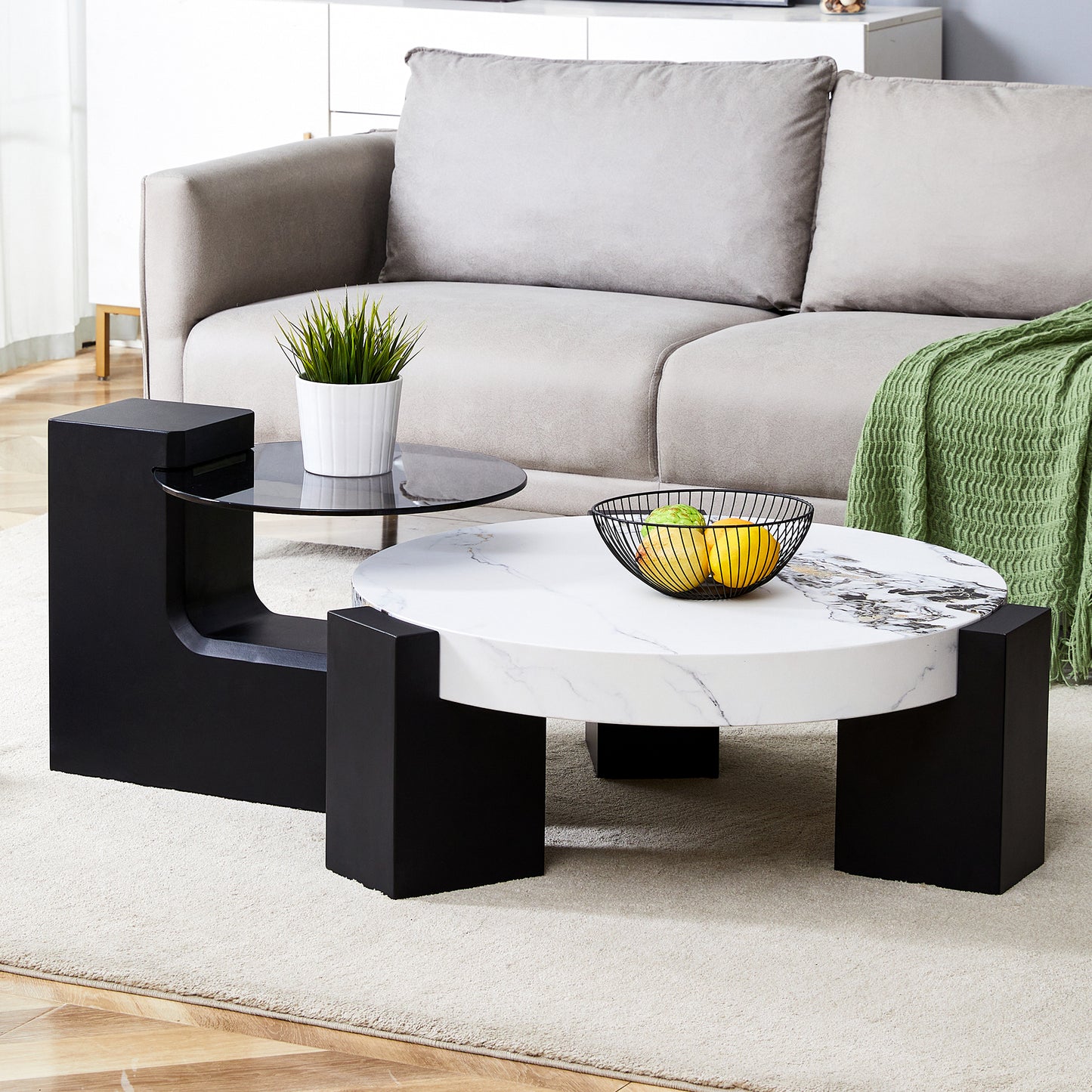 The detachable double-decker coffee table, the stylish design is more precious, and the detachable design can make the use of space more flexible and suitable for various scenes.