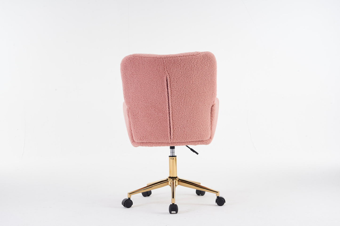 005-Teddy Fabric 360 Swivel Home Office Chair With Gold Metal Base And Universal Wheels,Pink