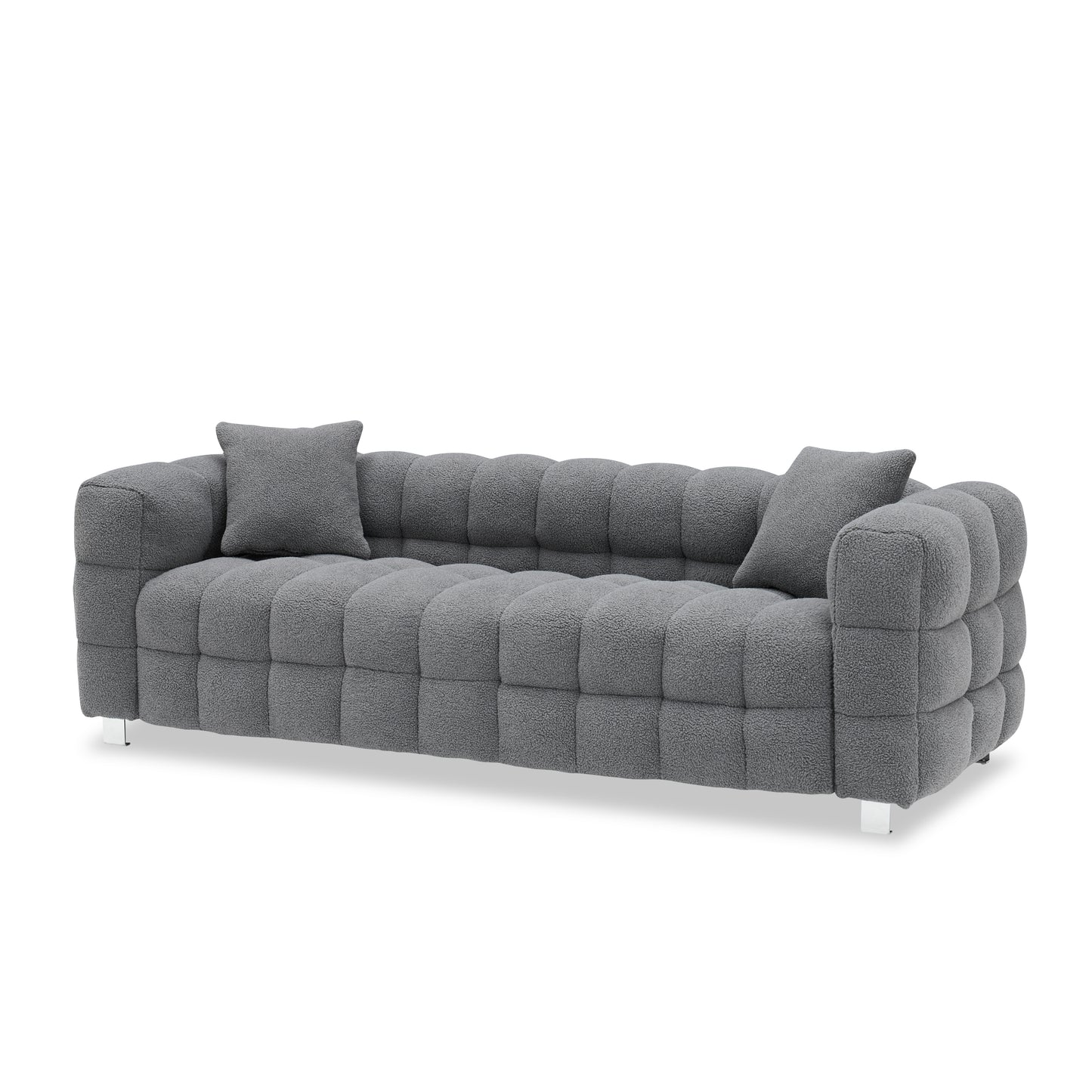 2146  Sofa Include Two Pillows 80" Gray Grain Fleece Fabric Suitable For Living Room Bedroom Apartment