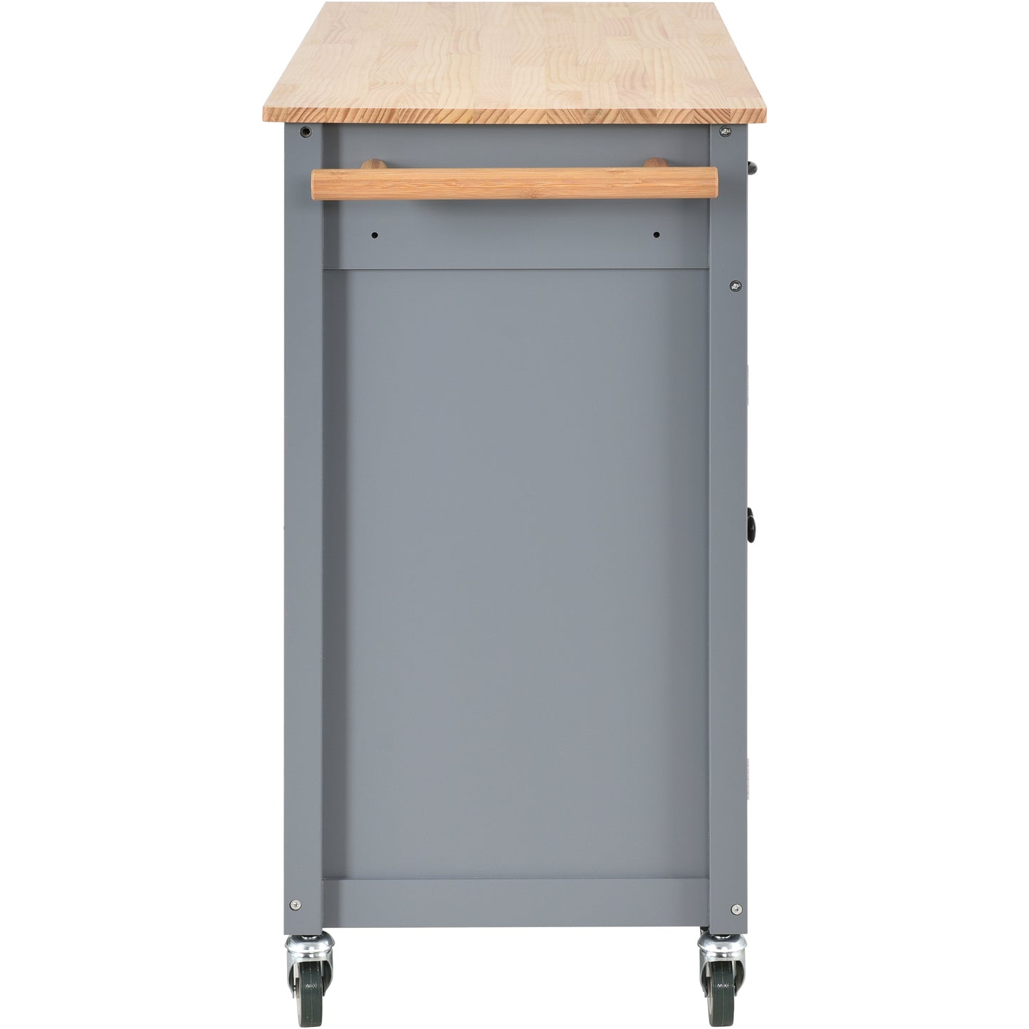 Kitchen Island Cart with Solid Wood Top and Locking Wheels,54.3 Inch Width,4 Door Cabinet and Two Drawers,Spice Rack, Towel Rack (Grey Blue)