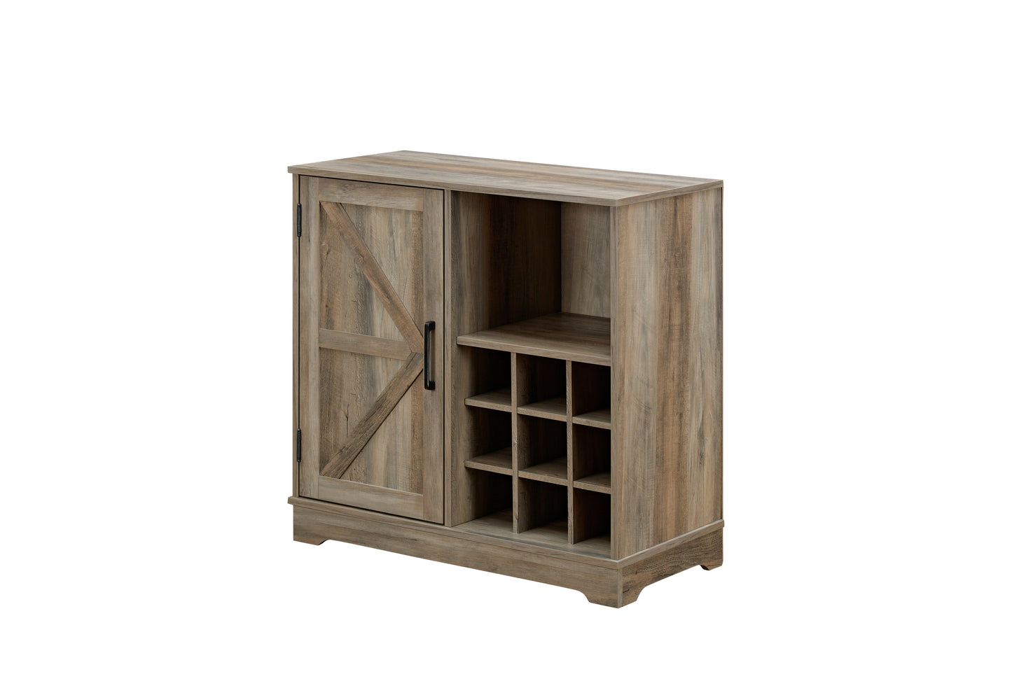 Farmhouse Coffee Bar Cabinet Bar Cabinet with Wine Rack Barn Door Buffet Sideboard Cabinet with Drawer, Adjustable Storage Shelves, Living Room, Dining Room 31.5*15.75*31.5Gray Wash