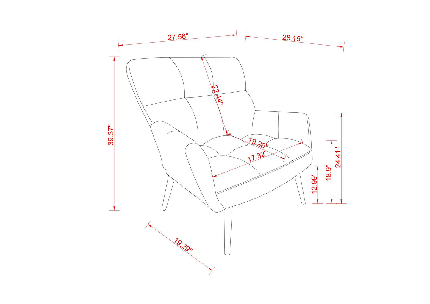 Modern Single Sofa Armchair with High Backrest Comfy Reading Chair for Small Spaces/Living Room/Bedroom/Apartment (COLOR:WHITE)