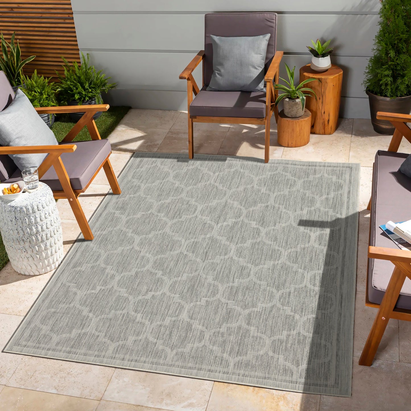 Sunshine GC_HAR2006 Silver 5 ft. 3 in. x 7 ft. 3 in. Indoor/Outdoor Area Rug