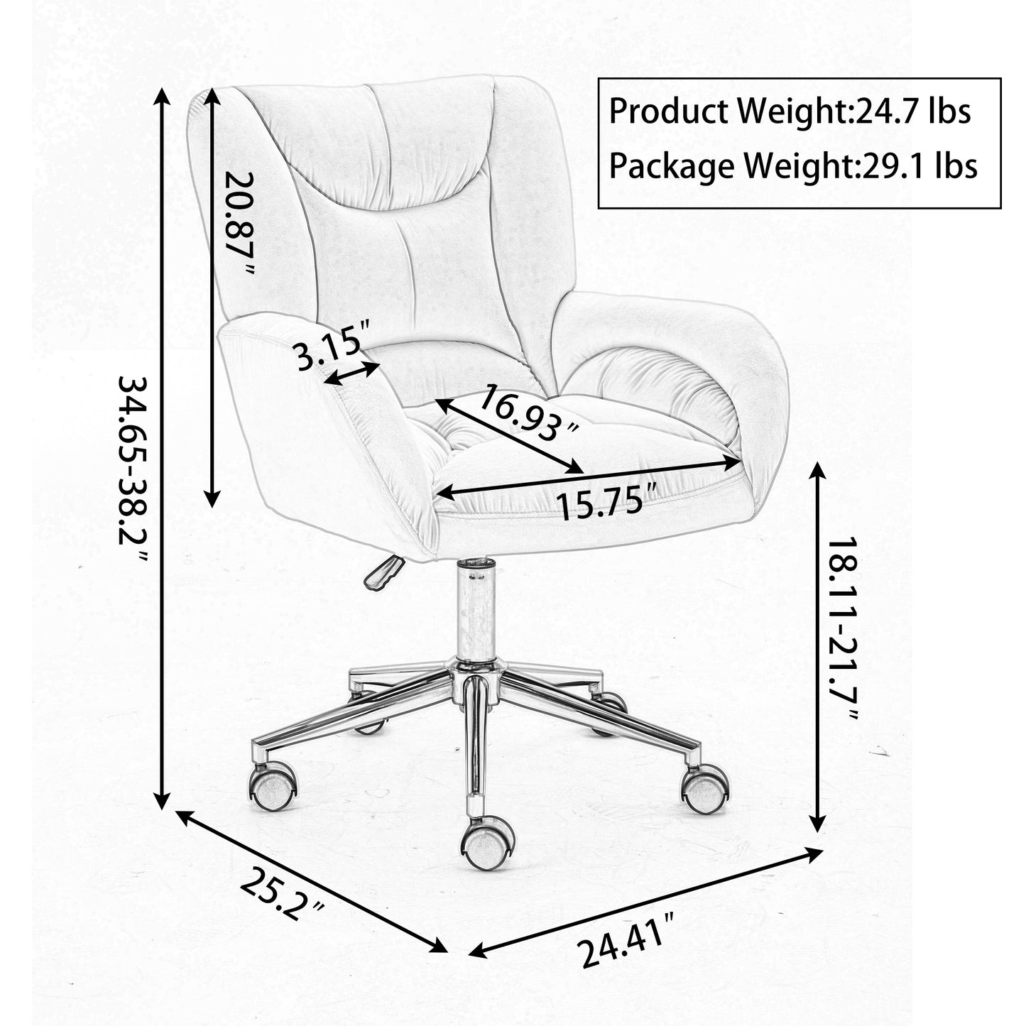 005-Teddy Fabric 360 Swivel Home Office Chair With Gold Metal Base And Universal Wheels,Green