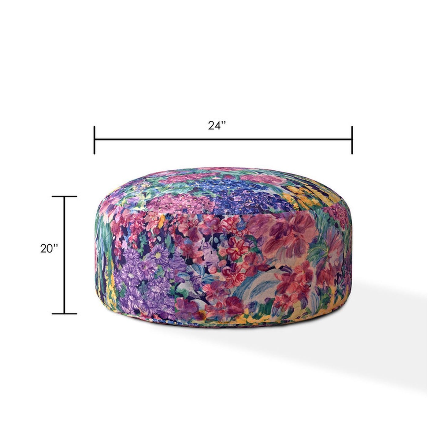 Indoor SPRING GARDEN Multi Round Zipper Pouf - Cover Only - 24in dia x 20in tall