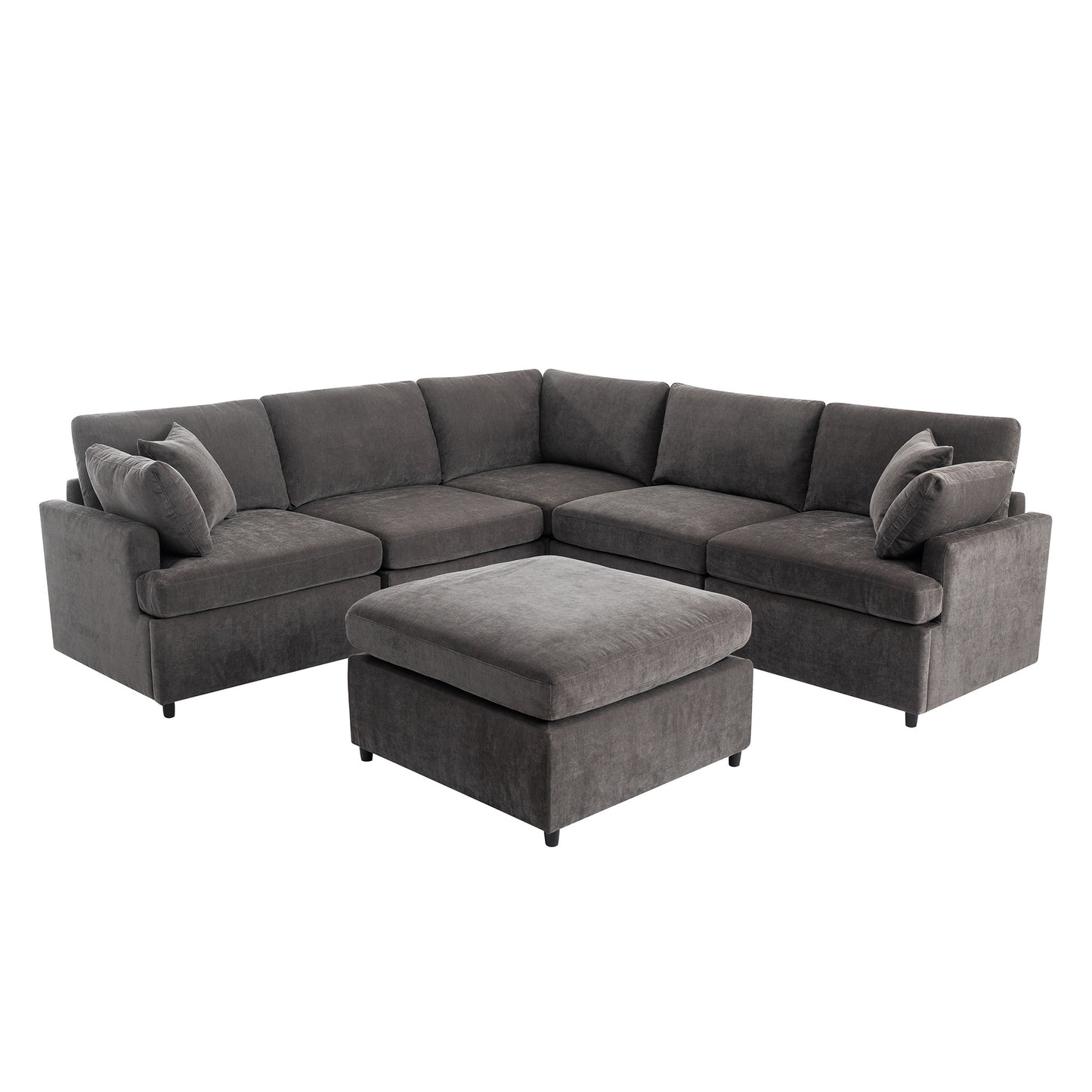 U_STYLE Modern Large U-Shape Sectional Sofa, with Removable Ottomans for Living Room (6-Seater)