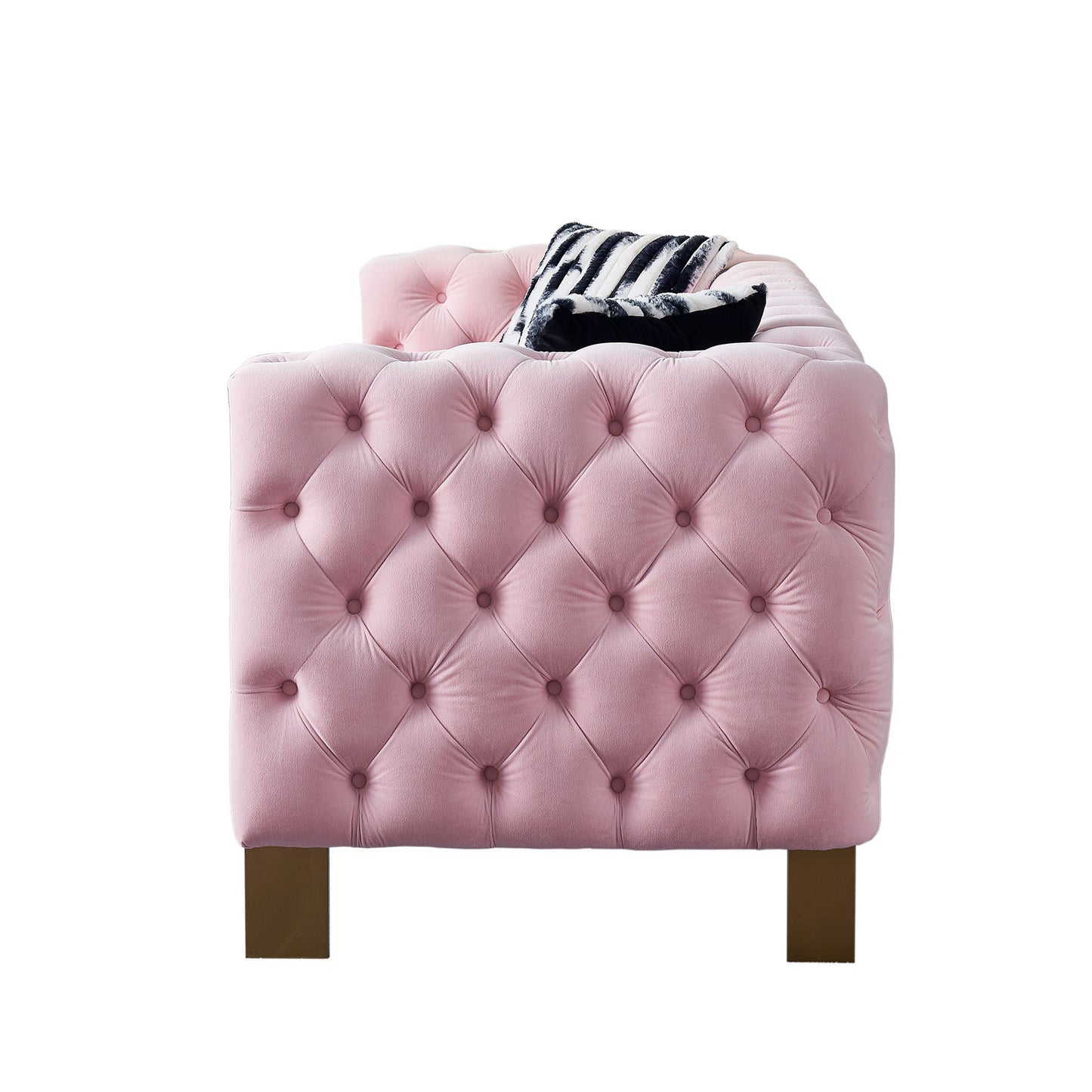 Chesterfield Modern Tufted Velvet Living Room Sofa, 84.25''W Couch,Pink